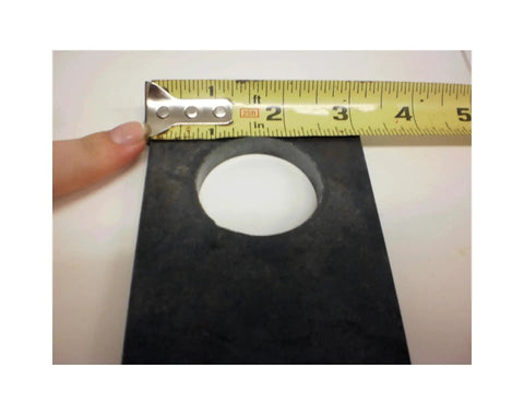 2 Pack Beefy Rectangle Weld On Steel Ramp Gate Holders For Trailers with measuring tape showing length and hole size