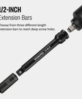 Heavy Duty One Half Inch Drive Impact Extension Bar Set Constructed From Premium Cr Mo Steel Heat Treated For Peak Torque close-up of extension bar.