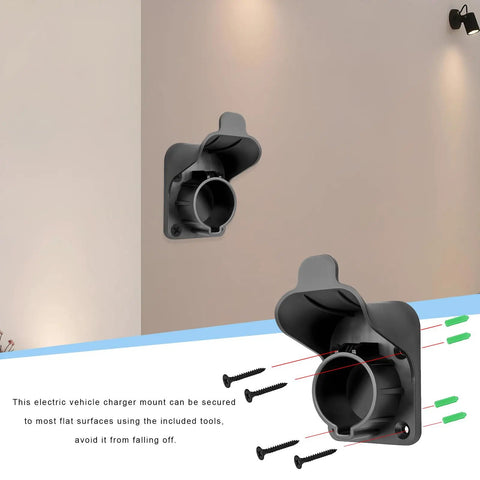 Gotta Get Your Cord Secure With This Electric Vehicle Charger Holder For SAE J1772 Stations. Wall mount charging cable holder detail.