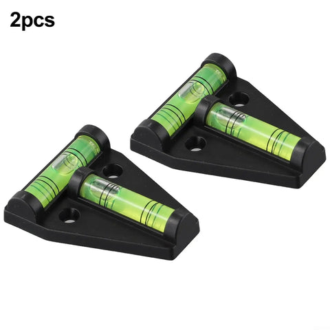 Recfountik T-Spirit Level 58mm 2-Pk for Woodworking/Machinery/DIY, compact black acrylic levels with green bubbles.