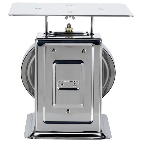 Rear view of 44 Lbs Stainless Steel Mechanical Kitchen Scale Built Like A Tank For Precise Portion Control Heavy Duty Produce Scale