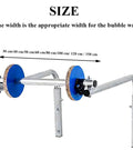 Bubble Film Packing Rack Wall Mounted Dispenser showing adjustable width and blue holders for bubble wrap.