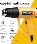 Beast 2000W Heat Gun For Resin And Crafts With Dual 110 And 220 Volt Input, yellow design, displayed with features icons