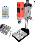 Piefeak 1050w Bench Drill Press With Vice, Adjustable 6 Speed 50-2500rpm For Wood And Metal Working, includes drill bits and clamp.