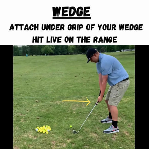 Golfer using Golf Swing Trainer Weight 4oz To Train With Your Own Club Boost Distance And Clubhead Speed Across Wedge