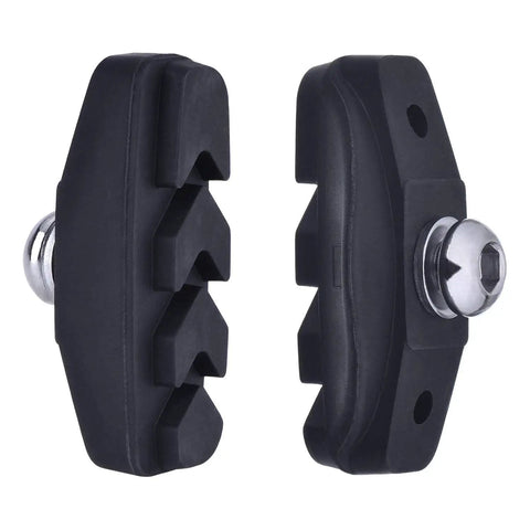 4 Pairs Road Bike Brake Pads 50 mm with Nuts Spacers and Installation Tool for Caliper Brakes, side view of two pads