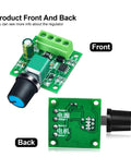 Low Voltage PWM DC Motor Speed Controller 1.8V To 12V 2A 24W Adjustable Driver Switch front and back view