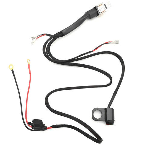 Seven Eighths Inch Handlebar Light Bar Wiring Harness Kit with 12V 40A Relay for Motorcycle ATV Dirt Bike and Scooter Lights