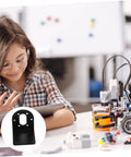 Child building robot using 37 motor mounting bracket with tablet