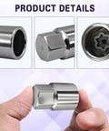 Kick Loose Stubborn Anti Theft Lug Nuts Fast With This Heavy Duty D Wheel Lock Key, showing detailed steel design and hex socket.