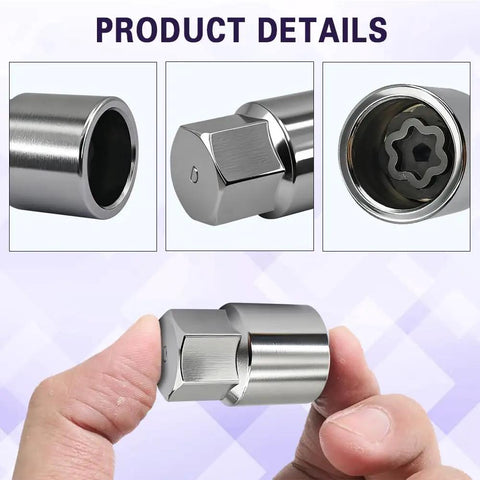 Kick Loose Stubborn Anti Theft Lug Nuts Fast With This Heavy Duty D Wheel Lock Key, showing detailed steel design and hex socket.