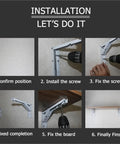 Heavy Duty Folding Shelf Brackets 2 Pack Stainless Steel Collapsible Wall Mounts installation steps on a wall.