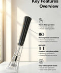Rechargeable Milk Frother Handheld With Stand, Low Noise Electric Coffee Frother Wand With Stainless Steel Shaft