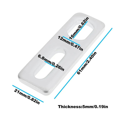 16mm Electric Bike Torque Arm Flat Pad Set For Electric Scooters, Includes 61x21x5mm And 16x12mm Mounting Pads, Easy Install, Durable Steel Construction, Stable Motor Alignment, Dope Upgrade, 61x21x5mm steel pad