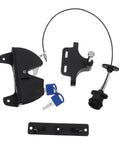 TEHAUX 1Set Key Lockable Two Sided Gate Latch for Wooden Fence w Pull Cord, includes latch, keys, and pull cord.