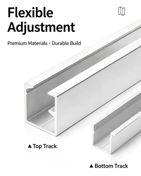 Heavy Duty Bifold Sliding Door Hardware Kit For Closets Features Smooth Glide Rollers Plus 3mm Aluminum Rails Supporting 150kg Max Load Rust Proof Build Custom Cuts Fit Any Opening Saving Real Dough On Repair Bills By Choosing Tough Gear Today. top and bottom 3mm aluminum closet tracks