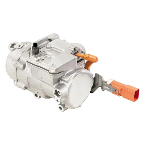 Top Grade Heavy Duty Electric Auto Air Compressor Climate Control Replacement Fits Toyota Prius And Lexus Ct200h Swaps In 8837076010 close-up view with orange connector.