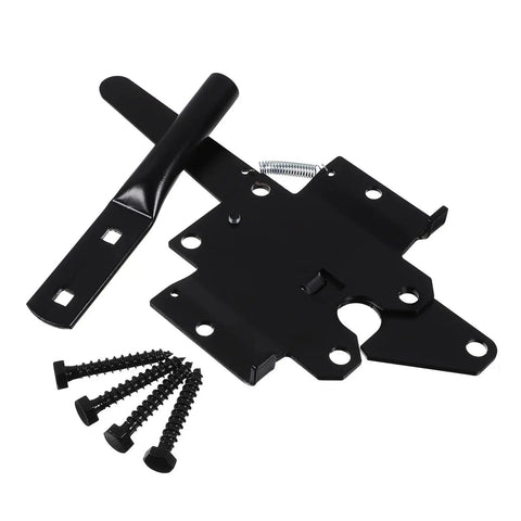 Heavy Duty Garden Gate Hinges One Set Rust Resistant Steel Hardware For Wooden Outdoor Fences Built Tough Weatherproof Gear with black metal parts and screws.