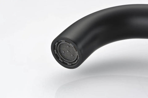 Close-up of spout for Matte Black Wall Mounted Bathroom Faucet With Rough In Valve Included, Corrosion Resistant And Durable Finish, ICC ES PMG Certified