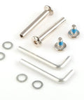 60mm By 18mm Luggage Replacement Wheels Kit hardware with axles, screws, and allen keys for ABEC 608zz Bearings.