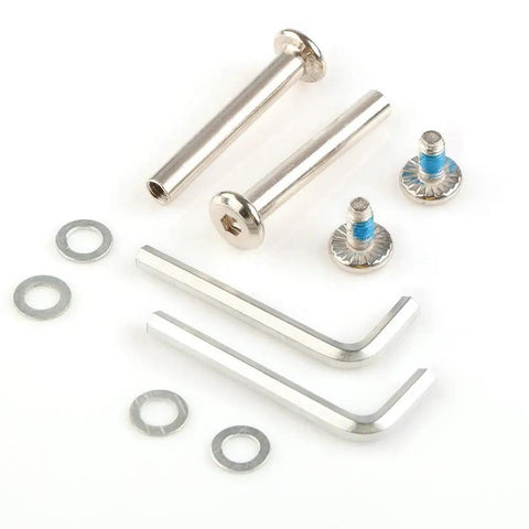 60mm By 18mm Luggage Replacement Wheels Kit hardware with axles, screws, and allen keys for ABEC 608zz Bearings.