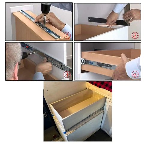 Installation steps for Rock Solid Heavy Duty Steel Drawer Slides With Security Lock For Tool Boxes And Rv, Side Mount Design, 37 Inch Length.