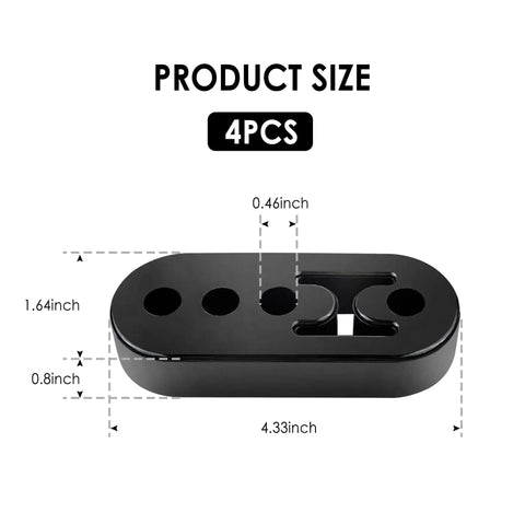 Adjustable Heavy Duty Exhaust Hanger Kit For Cars, Trucks, And SUVs, 4.33 inch EPDM insulator with size dimensions, 4 pack