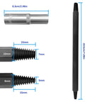 Must-Have Pro Grade 5-8mm Universal Broken Spark Plug Removal Kit with dimensions, including 10mm and 8mm extractors and socket.