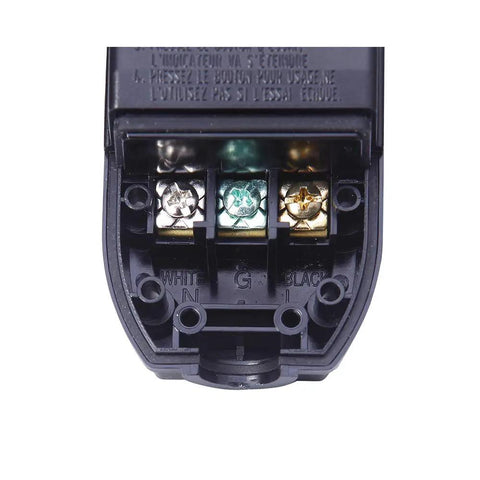 GFCI Plug For Pressure Washer And Pool Pump No Sweat Auto Reset 15 Amp 120V 3 Prong Outdoor Waterproof Circuit Breaker Safety Plug With Quick Trip In 0.03 Second internal wiring view