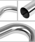 Close-up of 16 Piece 2.5 Inch Stainless Steel Exhaust Tubing Mandrel Bend Kit With Straight And U Bends Slip Fit Joints Universal Fit