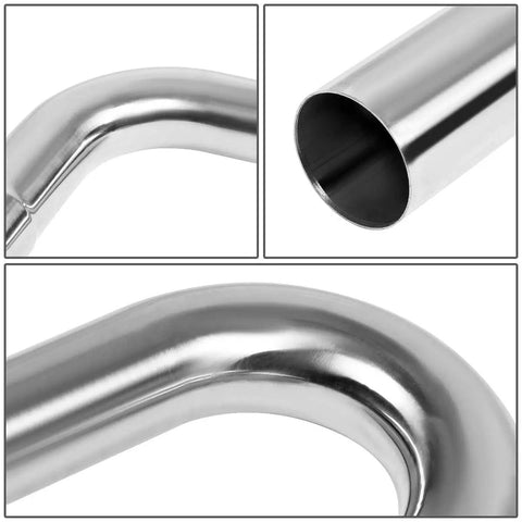 Close-up of 16 Piece 2.5 Inch Stainless Steel Exhaust Tubing Mandrel Bend Kit With Straight And U Bends Slip Fit Joints Universal Fit