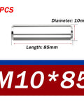 304 Stainless Steel Dowel Pins 5 Pack 10x85 Precision Ground Pro Grade Alignment Dowels For CNC Machines Furniture And Automotive Projects Built Tough Solid Metal Pins For Tight Fit And Long Lasting Use image showing a side view with dimensions.