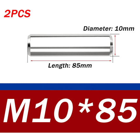 304 Stainless Steel Dowel Pins 5 Pack 10x85 Precision Ground Pro Grade Alignment Dowels For CNC Machines Furniture And Automotive Projects Built Tough Solid Metal Pins For Tight Fit And Long Lasting Use image showing a side view with dimensions.