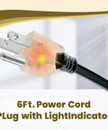 Close-up of 6ft power cord plug with light indicator for Gutter Heating Cable For Roof Snow Melting With Self Regulating Technology.