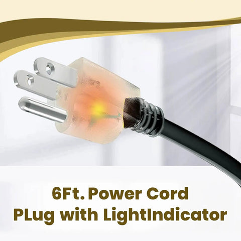 Close-up of 6ft power cord plug with light indicator for Gutter Heating Cable For Roof Snow Melting With Self Regulating Technology.