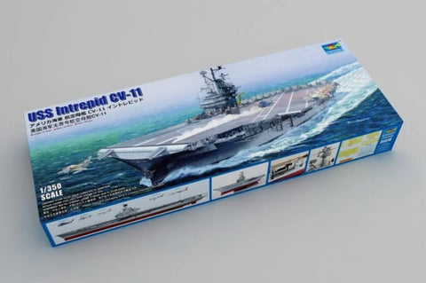 Box of 1/350 Scale US Navy Aircraft Carrier Intrepid Plastic Model Kit For Builders, Unassembled And Unpainted, CV-11 Warship.