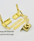 Gold D style lock and hinge for Vintage Wood Watch Case And Jewelry Box With D Style Lock Hinge, Curved Silhouette