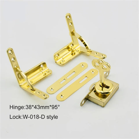 Gold D style lock and hinge for Vintage Wood Watch Case And Jewelry Box With D Style Lock Hinge, Curved Silhouette