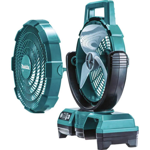 18V LXT Cordless Oscillating Fan 9-1/4 Inch in teal with detachable grille, three speed settings, tool only