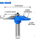 Precision Wood Router Bit Set Featuring 1/2 Inch Shank Tenon Cutter Plus 14 Inch Round Over And V Groove Tools with dimensions