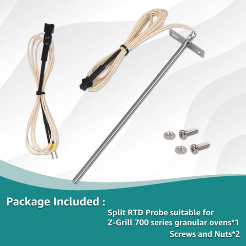 Pro Grade Precision RTD Temperature Probe Sensor For Z-Grill 700 Series Pellet Grills Replacement ZG-RTD-2 7-inch stainless steel