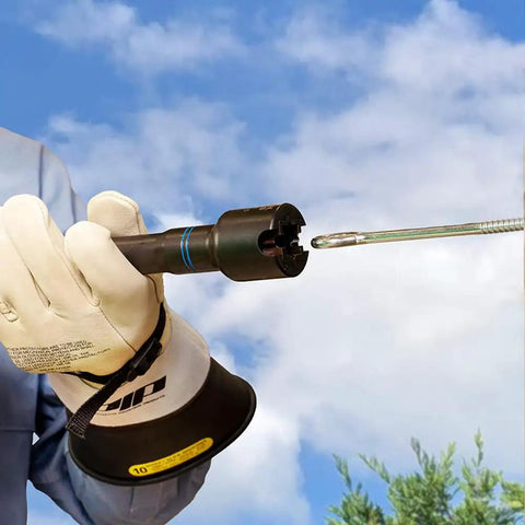 Person using Six In One Impact Socket Set With SAE Wrench and Four Point Sockets 3/4 Inch 13/16 Inch 1 Inch and 1-1/8 Inch outdoors