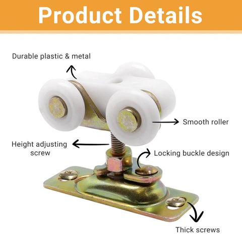 Pocket Door Roller Replacement Kit Three Quarter Inch Sliding Door Wheels With Top Hanger for detailed view.