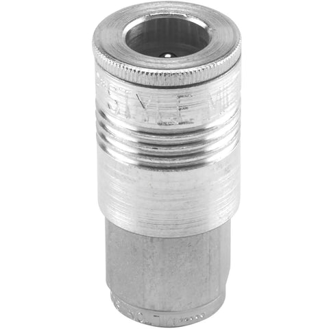 Three Eighths Inch FNPT P Style Air Coupler With Eight Locking Balls, Buna N Seal, 300 PSI Max, Up To 68 CFM, Pro Grade Quick Connect, Box Of 5, Made In USA, Ideal For Shop Air Lines And Compressors
