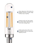 Vintage E12 LED Bulb 60W Equivalent Dimmable Tubular Filament, 2700K Warm White, 500 Lumens, Clear Glass Edison Filament Bulb, 5W, UL Listed, Pack of 12 for That Retro Vibe in Any Room, showcasing clear glass lens and filament style with E12 base.