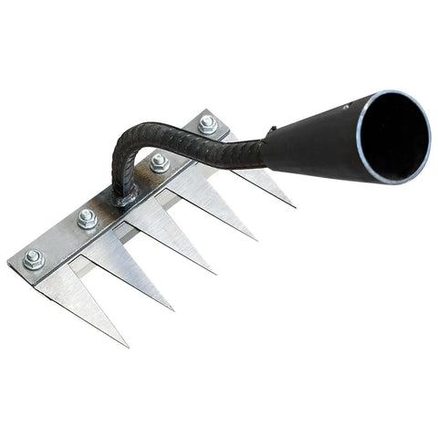 Tough As Nails Heavy Duty Iron Weeding Rake With Five Tines For Weeding Soil Loosening Ground Leveling And Dethatching Durable High Carbon Manganese Steel