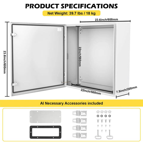 Built Like A Brick Is A Dang Tough Outdoor Electrical Junction Box 24x24x8 Inch Steel Cabinet specifications with accessories.