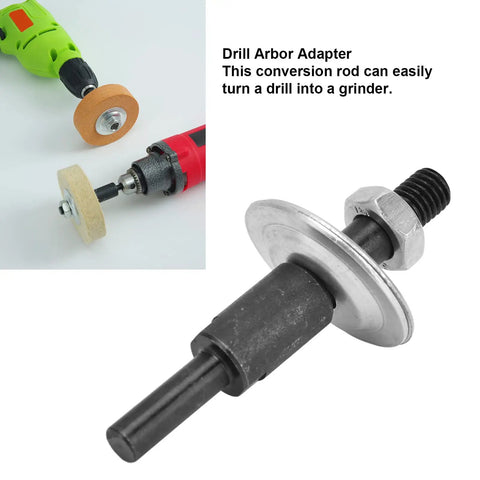 Arbor Shaft Adapter For Drill To Grinder Conversion With 8mm Round Shank Threaded Shaft And Two Washers Included