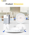Dimensions of Six Pack 4 Inch LED Recessed Light Dimmable 5000K Daylight 750LM Ultra Thin Canless Wafer Ceiling Light Fixture