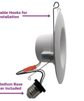 Side view of Flicker-Free 5 and 6 Inch LED Recessed Downlight Kit with adjustable hooks and E26 adapter, 12 Pack Home Upgrade.